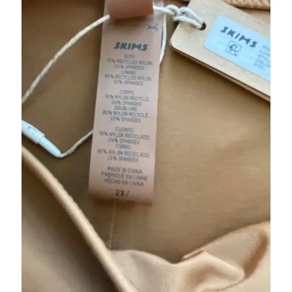 * New SKIMS ~ Recycled Signature Swim Low Rise Tie Bottoms Size 2X ALMOND